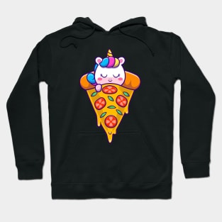 Cute Unicorn Sleeping On Pizza Cartoon Hoodie